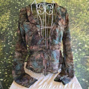 Wild Fable Sheer Marble Print Tie Top (Sz M)